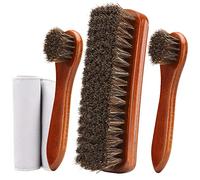 Unekez 4-Piece Horsehair Shoe Brush Shine Kit, Shoe Polish Kit, Leather Shoes Boot Cleaning Brush Care Clean Dauber Applicators
