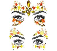 unel Orange Face Gems for Festivals, Raves & Halloween Parties, Adhesive Glitter Jewels - Premium Selection of Rhinestone Face Gems (2 Pack)