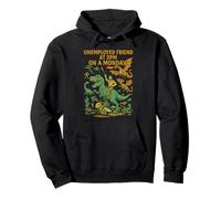 Unemployed Friend at 2PM - Funny Dinosaur UFO Chaos Design Pullover Hoodie