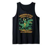 Unemployed Friend at 2PM - Funny Dinosaur UFO Chaos Design Tank Top