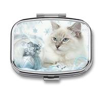 Unemployed Philosophers Guild Pill Box Christmas Snow Cat Decorative Pill Box with Gift Box-Fashionable Medicine