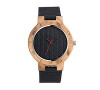 Unendlich U Men's Women's Natural Bamboo Wood Wrist Watches, Minimalist Fashion Quartz Watch, Business Casual Watch, Personality dial, Leather Band