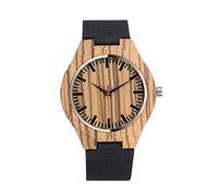 Unendlich U Men's Women's Natural Bamboo Wood Wrist Watches, Minimalist Fashion Quartz Watch, Business Casual Watch, Leather Band