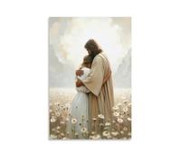 UNFANRWZW He Loves You Jesus Hugging Girl Poster Decorative Painting Canvas Wall Art Living Room Poster Bedroom Painting Wall Art Picture Print Modern Family Room Decor 16 x 24 Inches (40 x 60 cm)