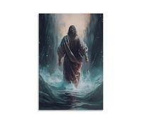 UNFANRWZW Jesus Walks on Water Poster Decorative Painting Canvas Wall Art Living Room Poster Bedroom Painting Wall Art Picture Print Modern Family Room Decor 24 x 36 Inches (60 x 90 cm)