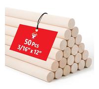 Hygloss Products Wooden Dowel Rods, Birch Wood, 3/16-Inch x 12-Inch