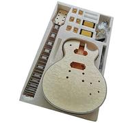 Unfinished DIY Guitar Body Kit Mahogany Okoume Neck Rosewood Fingerboard Complete Electric Guitar Assembly DIY Electric Guitar Kit (Color : 01)