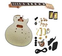 Unfinished Electric Guitar Kit All-in-one Neck Mahogany Okoume Body Flame Maple Veneer DIY Electric Guitar Kit (Color : 01)