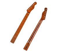 Unfinished Guitar Neck Tiger Flame Maple Neck Inlay Abalone Dots Yellow Gloss Paint For Electric Guitar Musical Instrument