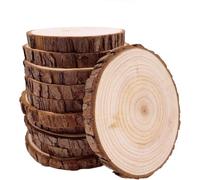 Unfinished Natural with Tree Bark Wood Slices 10 Pcs 11-12cm Disc Coasters Wood Coaster Pieces Craft Wood kit Circles Crafts Christmas Ornaments DIY Crafts with Bark for Crafts Rustic Wedding ORN