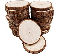 Unfinished Natural with Tree Bark Wood Slices 30 Pcs 6-7cm Disc Coasters Wood Coaster Pieces Craft Wood kit Circles Crafts Christmas Ornaments DIY Crafts with Bark for Crafts Rustic Wedding