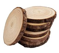 Unfinished Natural with Tree Bark Wood Slices 8 Pcs 14-15 cm Disc Coasters Wood Coaster Pieces Craft Wood kit Circles Crafts Christmas Ornaments DIY Crafts with Bark for Crafts Rustic Wedding