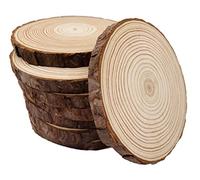 Unfinished Natural with Tree Bark Wood Slices 9 Pcs 13-14 cm Disc Coasters Wood Coaster Pieces Craft Wood kit Circles Crafts Christmas Ornaments DIY Crafts with Bark for Crafts Rustic Wedding