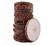 Unfinished Natural Wood Slices 20PCs 9-10cm Craft Wood kit Circles Crafts Christmas Ornaments Rustic Wedding Decoration DIY Crafts with Bark for Crafts