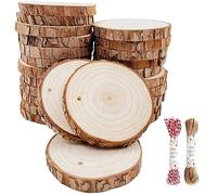 Unfinished Natural Wood Slices 30 Pcs 2.75-3.1 inch Wood Coaster Pieces Craft Wood kit Predrilled with Hole Wooden Circles Great for Arts and Crafts Christmas Ornaments DIY Crafts Rustic Wedding