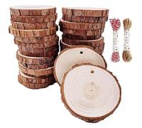 Unfinished Natural Wood Slices 40 Pcs 5-6 cm Wood Coaster Pieces Craft Wood kit Predrilled with Hole Wooden Circles Great for Arts and Crafts Christmas Ornaments DIY Crafts Rustic Wedding Orna