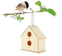 Unfinished Natural Wooden Bird House Hanging Garden Decor DIY Craft Handmade Bird Feeder Style 6
