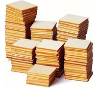 Unfinished Round Wood, Unfinished Wood Squares Pack of 100 1x1 Inches 0.15 Inch Thick Poplar Plywood for DIY Crafts