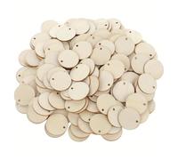 Unfinished Round Wooden Discs 100pcs Wood Circle Pendants 2.54 cm Round Disc with Holes Discs for Crafts Wooden Earring Blanks