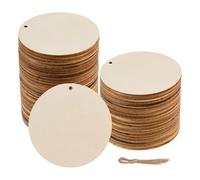 Unfinished Round Wooden Discs 5-20Pcs Unfinished Rounds Wood Circles with Holes Blank Circle Discs Cutouts for DIY Crafts(75mm 10pcs)