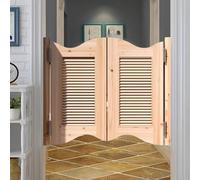 Unfinished Saloon Cafe Door with Hinges, Heavy Duty Louvered Gate for Living Room Hallway Swinging Butler Doorway Passages