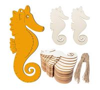 Unfinished Seahorse Shape Wood Tag Hanging Wood Cutout Blank Wood Slices Wooden Gift Tags with Twine for Beach & Nautical Decor Christmas Holiday Wedding Birthday Party Decoration20 Pcs