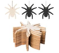 Unfinished Spider Shaped DIY Wood Halloween Blank Wood with Twines Art Unfinished Ornaments for Halloween Christmas Wedding Birthday Party Thanksgiving Day Decoration 20Pcs