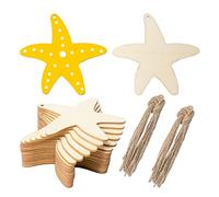 Unfinished Starfish Wooden Tag Hanging Wood Sea Animals Wood Cutout Blank Wood Slices Wooden Gift Tags with Twine for Beach & Nautical Decor Christmas Holiday Wedding Birthday Party Decoration20 Pcs