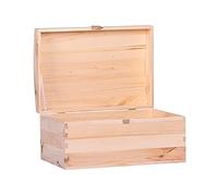 Unfinished Wood Box For Storage, Decoration, Organisation, Large Natural Wooden Craftsmanship, Rustic Home Decor, Keepsake, Chest 31,5x 22 x 16,5 cm.