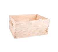 Unfinished Wood Box Without Lid With Handles For Storage, Decoration, Organisation, Large Natural Wooden Craftsmanship, Rustic Home Decor, 30 x 20 x 14,5 cm.