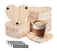 Unfinished Wood Coasters, 4 Inch Blank Wooden Coasters with 100 Pcs Drinks Mats Cup Pads, Thick Love Shaped Non-Slip Table Protection for Drinks, Crafts, DIY Painting Indoor Outdoor (24)