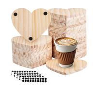 Unfinished Wood Coasters, 4 Inch Blank Wooden Coasters with 100 Pcs Drinks Mats Cup Pads, Thick Love Shaped Non-Slip Table Protection for Drinks, Crafts, DIY Painting Indoor Outdoor (30)
