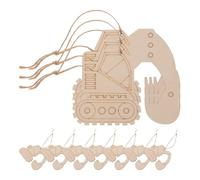 Unfinished Wood Excavator Hanging Cutouts for Birthday Crafts | Beige Smooth Timber Shapes, Lightweight Ready-To-Hang Décor for Classroom Projects, Goodie Bags, Christmas Trees and Themed