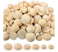 Unfinished Wood for DIY 10-200Pcs Natural Half Wooden Beads 10-30mm Unfinished Wood Balls for DIY Kids Arts and Craft Accessories Decoration(50Pcs 15mm)