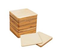Unfinished Wood for DIY 100pcs Unfinished Wood Pieces Natural Blank Squares Wooden Square Cutouts Tiles for DIY Crafts Painting, Coasters Engraving(100mm (3.93inch))