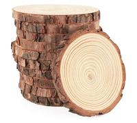 Unfinished Wood for DIY 3-16CM/1-10pcsNatural Pine Round Unfinished Wood Slices Circles with Tree Bark Log Discs DIY Crafts Wedding Party Painting(6-7cm 5pcs)