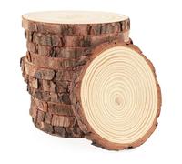Unfinished Wood for DIY 3-16CM/1-10pcsThick Natural Pine Round Unfinished Wood Slices Circles with Tree Bark Log Discs DIY Crafts Wedding Party Painting(5-6cm 5pcs)