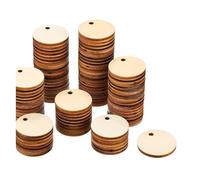 Unfinished Wood Pieces, Slices,100pcs 1inch Round Circles Tags Ornaments with One Hole for Crafts Blank Natural Cutouts Pendant Christmas Deco