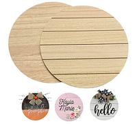 Unfinished Wood Rounds for Crafts - 2 Pack of 14 Inch Diameter Reversible Circles With Real Veneer That Will Not Warp, Slices With Smooth Side and Embossed Shiplap Side