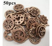 Unfinished Wood Snowflakes 50pcs for Scrapbooking Art | 50-piece bulk pack, natural wood texture, lightweight design, for ideal for tree hanging, festive atmosphere