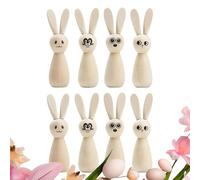 Unfinished Wooden Bunny Figurine - Set 8 Blank, Rabbit Dolls, Smooth Paintable Craft Shapes | Creative Art Decoration Supporting Drawing Coloring Handmade Display Gift Home Table Shelf Use