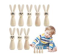 Unfinished Wooden Bunny for Crafts, Unfinished Wooden Rabbit for Crafts,PEG Figures Set of 8 | Unfinished Rabbit LITTLE PEG PEG RAPURINES Figurines Graffiti Doll Odorments for Party Painting Decora