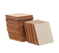 Unfinished Wooden Cutouts 2x2 Inch Blank Squares 100pcs | Paintable, Carving-friendly Wood with Smooth Polished Edges, Natural Grain, Beige Finish for Parties and Community Events