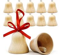 Unfinished Wooden Figures Bell Shape for Art Projects 10 pcs - Paint Your Own Wooden Ornaments - Unfinished Wood Crafts Bells DIY Christmas Ornaments