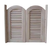 Unfinished Wooden Louvered Swing Doors with Stainless-Steel Hinges, Ideal for Interior Corridor Partitions and Retro Restaurants Entrance