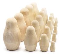 Unfinished Wooden Nesting Dolls Set - 5 Packs of 4 Craft Blanks for Painting, Decoupage & Woodburning - DIY Matryoshka Blanks for Handmade Gifts, Art Therapy, Workshops & Home Décor Projects
