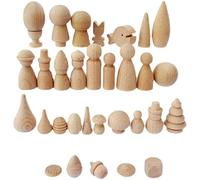 Unfinished Wooden Peg Dolls 2 Pc Wooden DIY Crafts Unfinished Wooden Peg Dolls Wooden Blanks for Wood Ornaments Home Decoration (Color : 12)