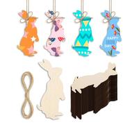 Unfinished Wooden Wooden Easter Rabbit Ornaments for Painting 20PCS