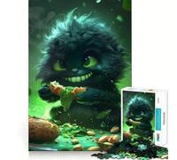 Unfluffy Darkgreen Monster Adults Puzzles 1000 Piece Jigsaws Recall Skill Fun High Precision Die Cut Easy to Learn Family Enjoyment (38x52cm)
