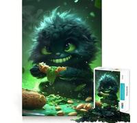 Unfluffy Darkgreen Monster Jigsaw Puzzles 1000 Pieces Focus Boost Fun Laser Cut for Flawless Fit Bonding Activity for Loved Ones (50x75cm)